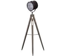 Lampada da Terra Lampada da Terra Vintage Semplice Vecchio Treppiede in Legno Industriale Retro Nero Paralume in Rete Proiettore Regolabile E27 Lampada da Terra 1,6 M con Interruttore a Pedale per
