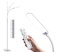 Lampada da Terra LED 18W 1200LM con Telecomando - 4 Tonalità di Colore & 4 Livelli Luminosità Regolabile - Piantana da Lettura per Soggiorno, Camera da Letto, Ufficio