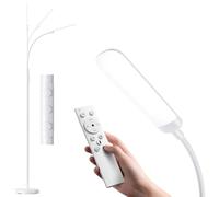 Lampada da Terra LED 18W 1200LM con Telecomando - 4 Tonalità di Colore & 4 Livelli Luminosità Regolabile - Piantana da Lettura per Soggiorno, Camera da Letto, Ufficio