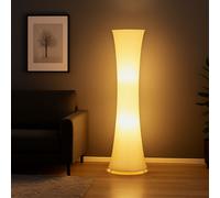Lampada Da Terra LED Con Paralume In Tessuto Bianco Altezza 123 Cm