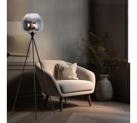 Lampada Da Terra LED Con Stativo In Vetro Fumè Per Soggiorno Nera H 145 Cm [EEK: E]