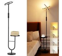Lampada da Terra LED con Tavolino, 36W Piantana LED Dimmerabile con Telecomando e Touch, Lampada Soggiorno da Terra, Lampada da Terra Design Nera, Testa Girevole 360°, 4 Temperature Colore AVEN MF19