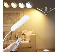 Lampada da Terra LED Dimmerabile, 18W 1800LM Luminoso Lettura Piantana Bianco con 4 temperatura di Colore,Telecomando Magnetico, Collo D'oca Flessibili a 360°,Timer 1H, per Soggiorno Letto Ufficio