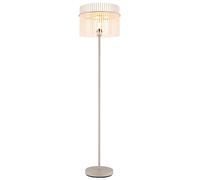 Lampada da terra LED Lampada da terra Proiettore da soffitto Lampada da soggiorno Aste in vetro color sabbia, metallo satinato, 1x 7W 630lm bianco caldo, DxH 38x152 cm