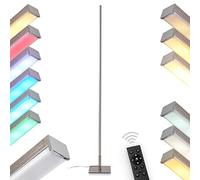 Lampada da terra LED Minacar, lampada da terra dimmerabile in metallo in nichel/bianco opaco, 14,5 watt, 1500lm, 2700-5000K, con cambiacolori RGB e telecomando, funzione memoria ed effetto arcobaleno