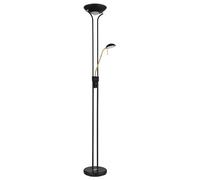 Lampada da terra LED uplighter Lampada da terra da lettura lampada da soggiorno, flexo dimmer spot da lettura orientabile, metallo vetro acrilico ottone nero, 20W 1690lm 3000K bianco caldo, H 180 cm
