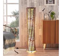 Lampada da terra Lindby Joas, 110 cm, carta, tessuto, marrone LINDBY