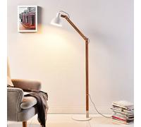 Lampada da terra Lindby Shivanja, legno, orientabile, 146 cm, E27 LINDBY