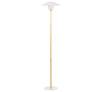 Lampada da terra moderna Base in legno massiccio Paralume a cono bianco Moppy