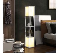 Lampada da Terra Moderna con 2 Paralumi e 2 Ripiani, Lampada a Piantana con Interruttore a Pedale per Lampadine E27 LED, per Soggiorno, Camera da Letto e Ufficio, 26x26x156 cm, Bianco Description:Pens