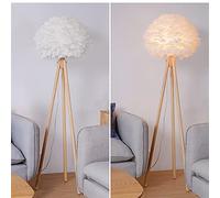 Lampada da terra moderna con piume bianche, luce LED per soggiorno, camera da letto, studio e atrio, decorazione per la casa con lampadina a risparmio energetico
