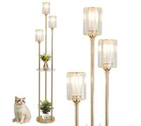Lampada da Terra Moderna con Ripiani Lampade da Terra a 3 Luci in Oro per il