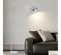 Lampada da terra moderna cromata Lampada da terra ad arco in metallo argentato con testa regolabile Elegante luce da terra con interruttore a pedale Lampade da terra da lettura con palo alto da 70,9