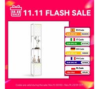 Lampada da terra moderna Homcom con ripiani, lampada da terra per soggiorno con attacco E27, 40 W, con paralumi in tessuto a rete e interni