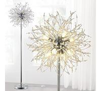 Lampada da terra moderna in cristallo Rayofly, cromata con fuochi d'artificio con interruttore a pedale,G9 a 8 luci, in vetro metallico