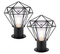 Lampada da terra per esterni con piedistallo Lampada da terra per esterni da giardino nera in acciaio inossidabile, paralume a griglia dal design industriale, 1x E27, LxH 22,5 x 31,5 cm, set da 2