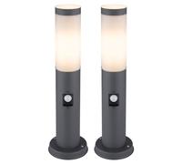 Lampada da terra per esterni con rilevatore di movimento lampada da giardino in acciaio inox luce di percorso antracite luce esterna, 1x E27, DxH 12,7 x 45 cm, set di 2