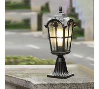 Lampada da terra per esterni in alluminio con illuminazione Lampada da palo rustico vintage rustico Retrò Metallo creativo per ingressi giardino Colonne E27 cortili Villa giardino(Nero)
