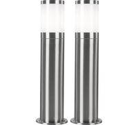 Lampada da terra per esterni lampada da giardino luce da sentiero in acciaio inox lampada da piedistallo argento Lampada da terra a LED, 3,7W 320lm bianco caldo, DxH 14 x 50 cm, set di 2