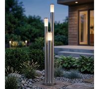 Lampada da Terra per Esterni Lampada da Giardino Piantana Acciaio Inox Argento