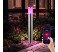 Lampada da terra per esterni Lampada da terra Lampada da giardino a LED Lampada da esterno in acciaio inossidabile, plastica argento opale, controllo app CCT, Smart RGB 8.5W 806lm, DxH 14x80 cm