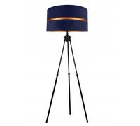 Lampada da terra per soggiorno, blu scuro, oro, lampada da terra con treppiede, design moderno, attacco E27, max. 60 W