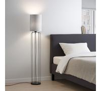 Lampada Da Terra Per Soggiorno In Tessuto Argento Effetto Marmo 1 Fiamma [EEK: Non valutato]