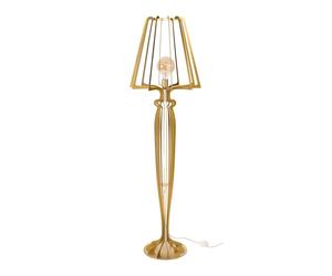 Lampada da terra raffinata Minerva in metallo, diaensioni .48x h 166 cm, forma di reticolato, simile a una classica piantana con paralume colore Oro Trasparente oro trasparente