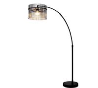 Lampada da terra regolabile in altezza lampada ad arco aste in vetro fumo lampada da terra ad arco nero, interruttore a pedale, 1x LED 7W 806Lm bianco caldo, H max. 185 cm