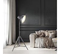 Lampada Da Terra Retro Stativo Fluter Grigio Altezza Regolabile Vintage H 220CM [EEK: Inaditato]