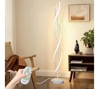 Lampada da Terra Salotto, 52W LED Piantana Lampada da Terra Dimmerabile con Telecomando,155cm Lampada da Terra Soggiorno Moderne Spirale Design per Comodino Camera da Letto Ufficio Lettura (White )