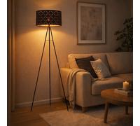 LED Lampada a Stelo Oro Nero Soggiorno Plafoniera Tessuto Treppiede Terra [EEK: F]