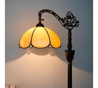 Lampada da terra Tiffany con paralume in vetro colorato regolabile in stile rustico a collo di cigno Lampada ad angolo verticale 63 pollici per casa soggiorno camera