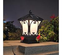 Lampada da testa a colonna solare impermeabile IP65 per esterni Lampada da parete quadrata per esterni Pilastro per cancello di villa in stile europeo Lampioni per paesaggio di moda Cancello esterno