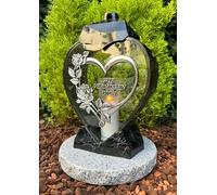Lampada da tomba a forma di cuore, lanterna con testo -WIR VERMIESSEN Dich- Lume tombale, candela funerale, decorazione per tomba, 33 cm, altezza