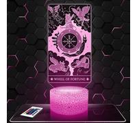 Lampada d'atmosfera LED moderna Ruota della Fortuna Arcani Tarocchi, idea regalo deco Carta di Divinazione Cartomanzia Oracle. Lampada deco per ufficio salotto Ruota della Fortuna Arcano Tarot