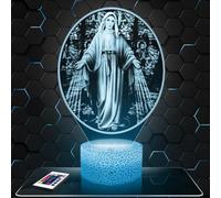 Lampada d'atmosfera LED moderna Vetrata Vergine Maria Religione, idea regalo deco Cattolica Cristiana Cristo. Lampada deco per ufficio salotto Vergine Maria Religione. regalo natale Cristiano TOP