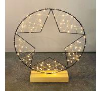 Lampada decorativa a forma di Stella di natale 80 Led con base in legno Wisdom