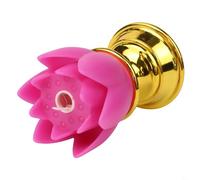 Lampada decorativa a LED a forma di loto con base dorata che simula il lume di candela per meditare, riflettere e migliorare l'atmosfera domestica con fascino spirituale simbolico (rosso rosa)