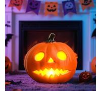 Lampada decorativa a LED per Halloween, decorazione autunnale, zucca, lanterna decorativa con viso in plastica, candele a LED, decorazione per Halloween, per il giorno del Ringraziamento, autunno