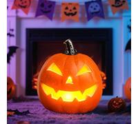 Lampada decorativa a LED per Halloween, decorazione autunnale, zucca, lanterna decorativa con viso in plastica, candele a LED, statuette per Halloween, decorazione per il giorno del Ringraziamento