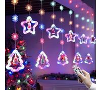 Lampada decorativa di Natale della tenda della lampada,8 tipi di luci lampeggianti della stringa della stella LED per le decorazioni natalizie all'aperto di Lndoor (Scatola batteria, B Multicolor)
