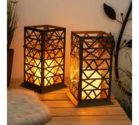 Lampada Decorativa Lanterna Solare Esterni LED Candele Effetto Fuoco Giardino