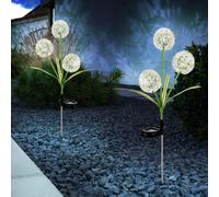 Lampada Decorativa Solare Con Picchetto LED Gialla Dente Di Leone 2x