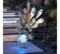 Lampada Decorativa Solare LED Da Giardino Con Pietre Decorative Figura Pavone