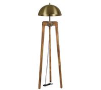 Lampada del piede con abete in legno Colore Nogal, oro