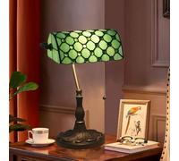 Lampada della lampada da banchiere in stile Tiffany lampada da tavolo venata colorata da 10 pollici lampada da scrivania vintage per perle in cristallo per leggere il regalo fatto a mano di lavoro,