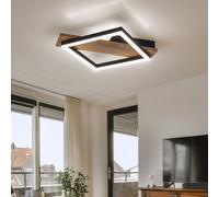 Lampada Design Plafoniera da Soggiorno LED Simil Legno Nero Opale Quadrati