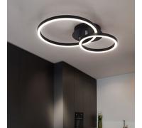 Lampada Design Plafoniera Luci Soggiorno LED Nero Opale Anelli Regolabile [EEK: F]
