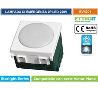 LAMPADA DI EMERGENZA 2 MODULI 220V 6000K CON BATTERIA E TASTO ON/OFF SERIE PLANA